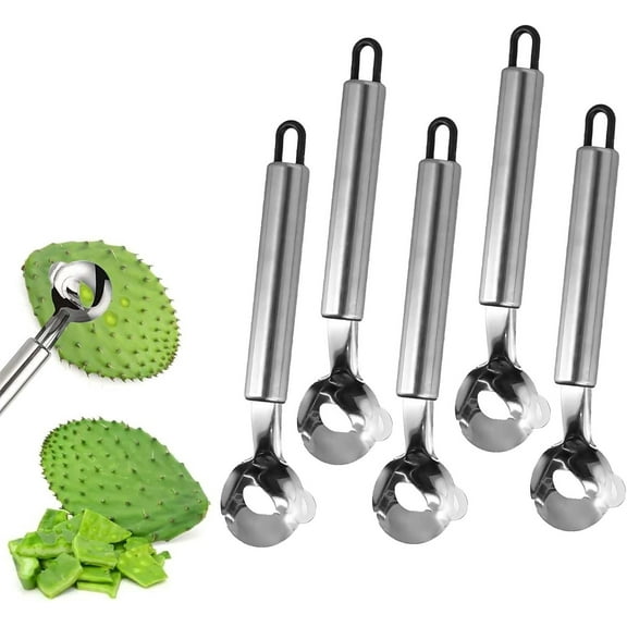Staron 5PCS Cactus Peeler Spoon, Pelador De Nopales, Stainless Steel Peeler, Multi-function Cactus Peeling Spoon Pasta Cutter for Cooking Kitchen Gadgets