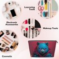thumbnail image 3 of Toiletry Bag, Neon Cyberpunk Blue Bear Leather Waterproof Travel Makeup Cosmetic Bag Organizer, Large Capacity Toiletry Bag for Travel Size Toiletries, Skin Care Bag for Women, 3 of 8