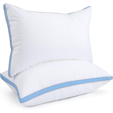King Size Pillows Set of 2, Hotel Quality Cooling Down Alternative Gusseted Bed Pillows for Side, Back, or Stomach Sleepers