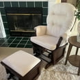 thumbnail image 2 of Demi Bonn 40" Nursery Glider Rocking Chair with Ottoman, Thick Padded Cushion Seating and Wood Base for Living Room, Beige, 2 of 7
