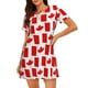 thumbnail image 1 of Fotbe Canada Bata de Dormir para Mujer con Estampado, Camisón de Algodón de Manga Corta, Ropa de Dormir Casual, 1 of 6