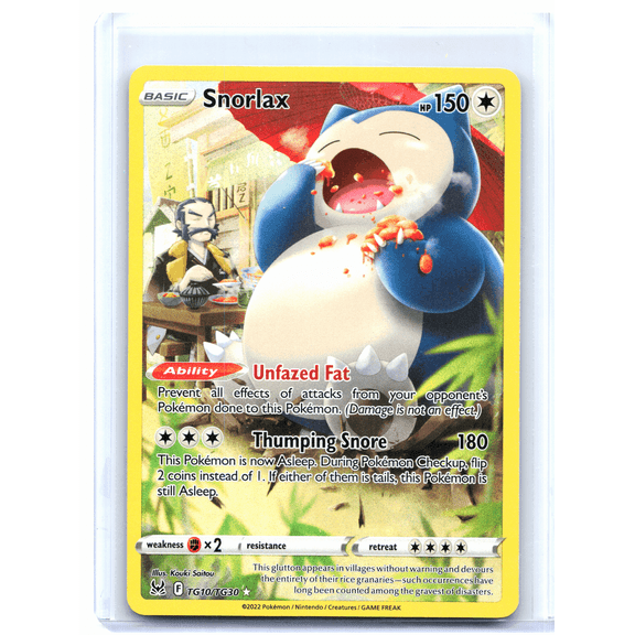 2022 Pokemon Snorlax #TG10/TG30 Lost Origin Trainer Gallery Ultra Rare Holo Lightly Played