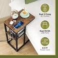 thumbnail image 4 of C Shaped End Table with Charging Station, Small Side Table for Sofa，26" Tall Tv Tray Couch Table with Storage,Bedside Table with USB Ports and Outlets for Living Room, Bedroom, Rustic Brown, 4 of 7