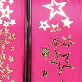 Pink and Gold Star Print Craft Ribbon 1.5" x 27 Yards