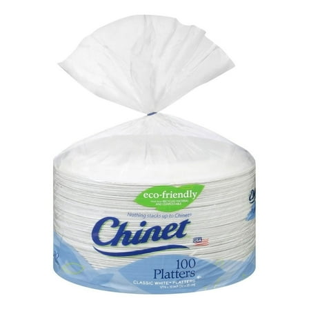 Chinet Classic White Paper Platters, 12 5/8 x 10", 10 Count