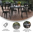 thumbnail image 4 of BizChair Commercial Grade Indoor/Outdoor Dining Table, 31.5" Square All Weather Black Poly Resin Top with Black Steel Base, 4 of 10