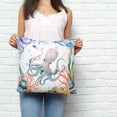 thumbnail image 3 of Throw Pillow Covers 20x20 Inch, Octopus Coastal Decorative Pillow Cases for Couch Sofa Bed, Summer Nautical Starfish Coral Ocean Cotton Linen Square Home Decor Pillowcases with Hidden Zipper, 3 of 7