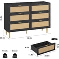 thumbnail image 6 of Studyset 6 Drawers Dresser for Bedroom, Clothes Storage Cabinet, Wood Chest of Drawers with Gold Legs & Gold Handles, Boho&Farmhouse Wide Double Dresser for Bedroom, Living Room, 6 of 6