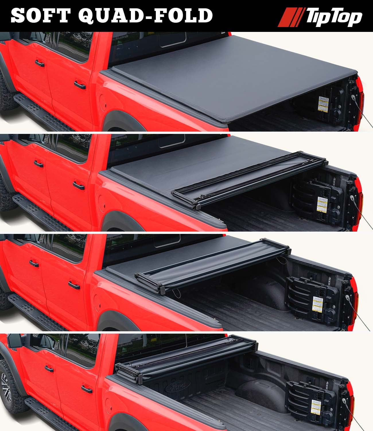 Tiptop Soft Folding Tonneau Cover Truck Bed For 2007-2024 Chevy Silverado 1500 & GMC Sierra 1500 6.6ft Bed (78.9") | TPX3 |Not for CarbonPro Bed|