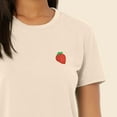 thumbnail image 5 of Dalix Strawberry Embroidered Cotton Relaxed Fit Short Sleeve Crewneck Tee Shirt Womens in Heather Dust M Medium, 5 of 5