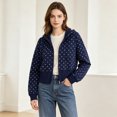 thumbnail image 2 of CONZONE Womens Polka Dot Hoodies Long Sleeve Zip Up Hooded Sweatshirts for Women Trendy Fall Winter Pullover Tops, 2 of 9