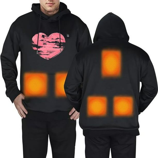 WILLBEST Sudaderas Navideñas Otoño e Invierno Sudadera con Capucha Caliente para Hombres y Mujeres Parejas Carga Usb Ropa Caliente Día De San Valentín Cálido Chica