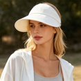 thumbnail image 2 of Sun Protective Outdoor Ladies Hat With Thin Brim Beach Sunshade Visor for Face Loop Hair Tie Hole Adjustable Summer Travel Cap, 2 of 7