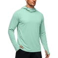 thumbnail image 6 of BiZtdJrK Mens Sun Protection Hoodie with Mask UPF 50+ Quick Dry Long Sleeve Fishing Hiking Shirts Solid Color Lightweight UV Rash Guards Green M, 6 of 9