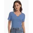 thumbnail image 4 of Long Sleeve Shirts for Women Basic Casual V Neck Tops Ribbed Slim Fitted Blouse, 4 of 6