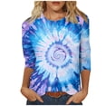 thumbnail image 2 of Zynviq Going Out Tops for Women Casual 3/4 Sleeve Blue Crew Neck Graphic Loose Fit T Shirts Shirt Women XXXL, 2 of 4