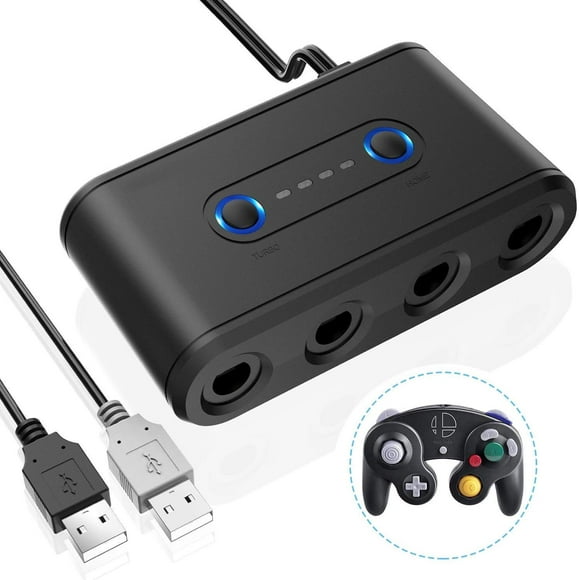 Adapter for Gamecube Controller, Super Smash Bros 4 Port NGC Controller Adapter with Indicator Light, 3 in 1 GC Controller Adapter Nintendo Switch/Wii U/PC, for Windows / Vista/ Mac OS