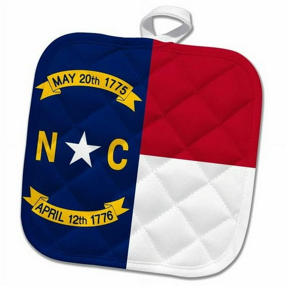 3dRose, Flag of North Carolina NC - US American United State of America USA - Red white blue - great seal, 8x8 Potholder