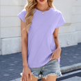 thumbnail image 6 of Womens Short Sleeve Tops Crew Neck Summer Casual Fashion Basic Solid Color Shirts Fashion Loose Basic Tshirt (Purple S), 6 of 6