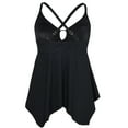 thumbnail image 3 of Mycoco Women's Front Tie Swim Top Cross Back Tankini Top Flowy Swimsuit Tops, 3 of 7
