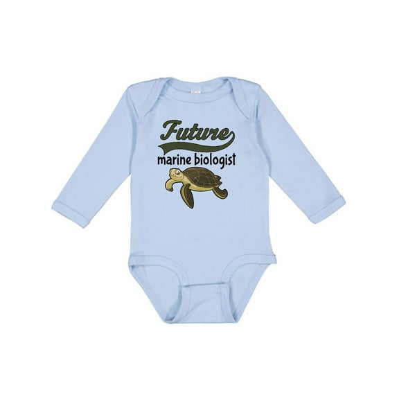 Inktastic Future Marine Biologist Turtle Boys or Girls Long Sleeve Baby Bodysuit