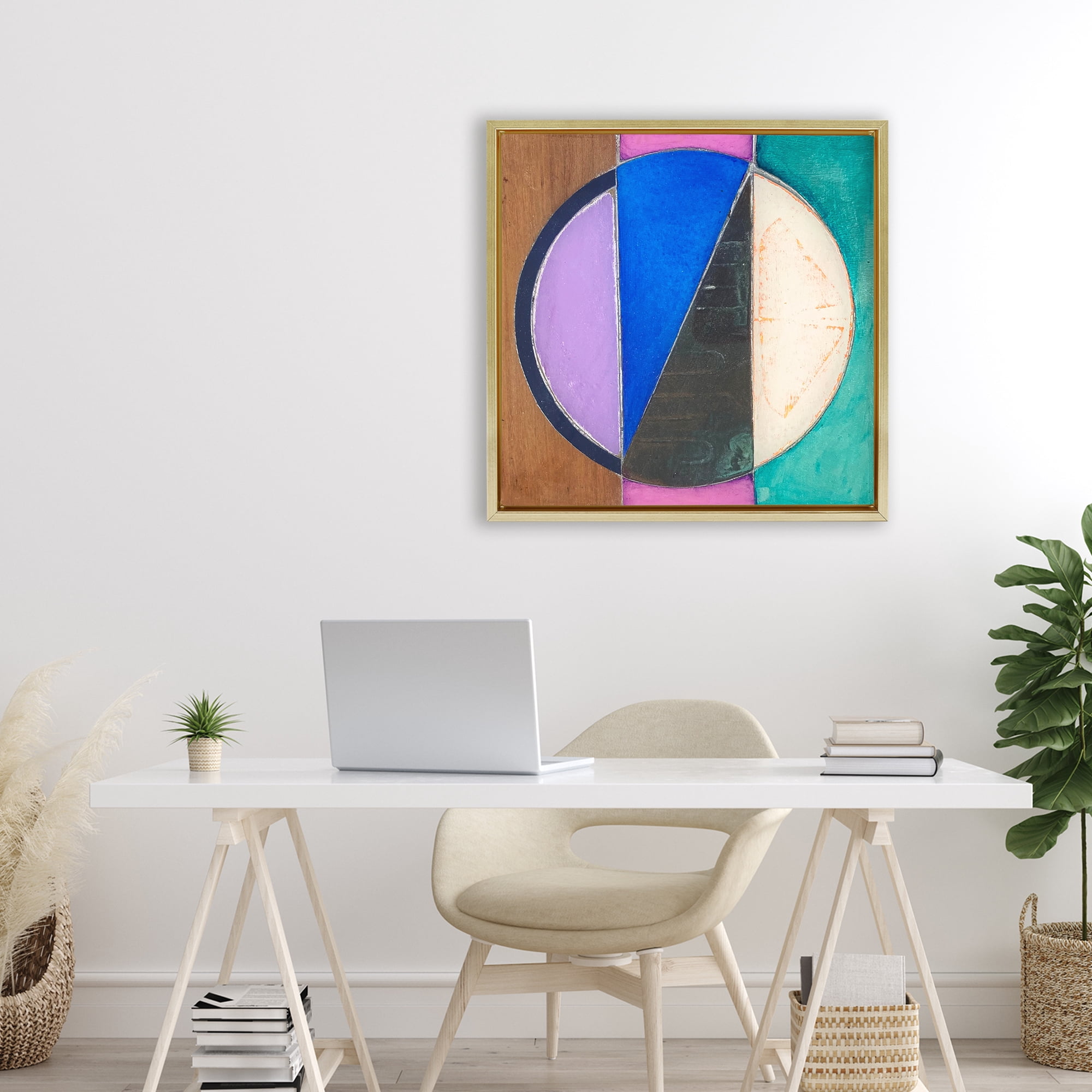 Stupell Industries Split Symmetry Circle Gold Framed Floater Canvas Wall Art, design by Matthew Finger