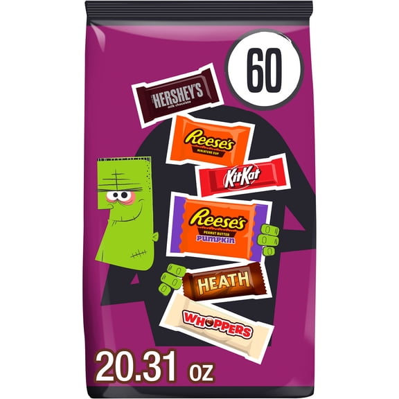 Hershey Assorted Halloween Candy Variety Bag, 20.31 oz (60 Pieces)