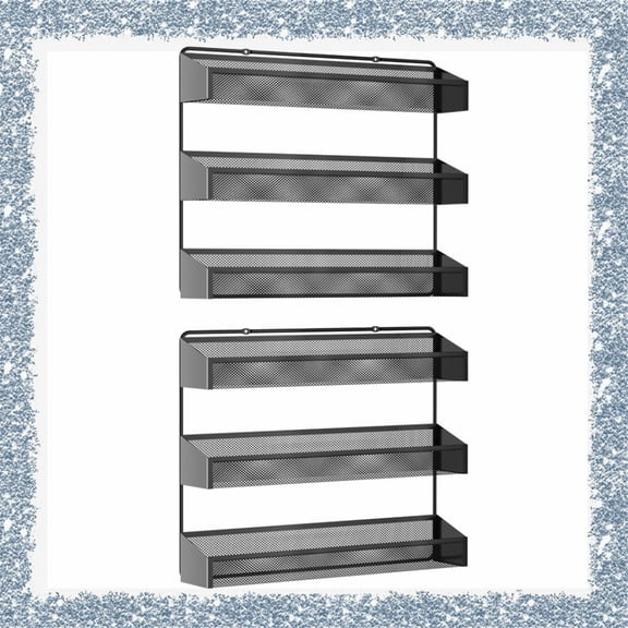 Fuleadture 2 Pack 3 Tiers Seasoning Rack in Home-(Black)