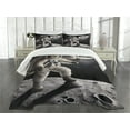 thumbnail image 3 of Ambesonne Cat Quilted Bedspread Set 3 Pcs, Whimsical Astronaut Kitty Moon, Queen Size, Dark Purple Grey Coconut, 3 of 5