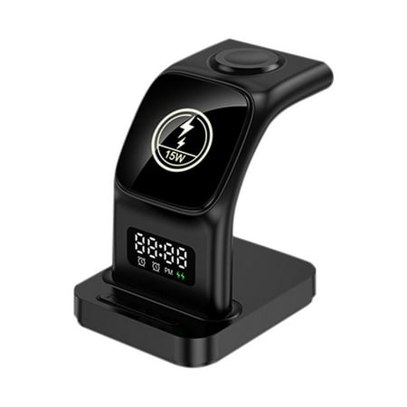 JOGZMZ Wireless Charger Station Multifunctional Wireless Charger Stand LED Alarm Clock/Mobile Phone/Watch/Headset Charger Most Smart Phone
