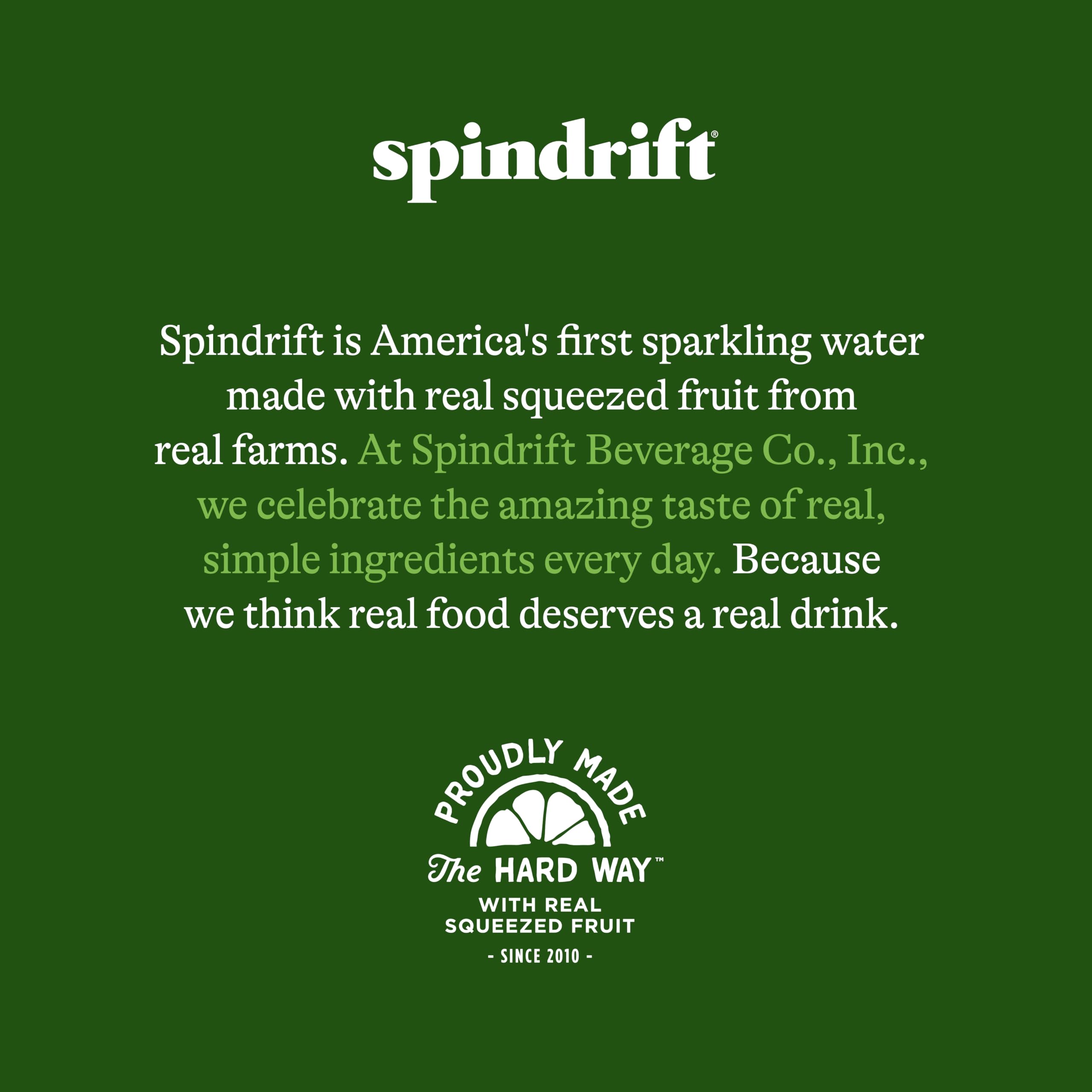 Spindrift Sparkling Water, Raspberry Lime Flavored, Made with Real Squeezed Fruit, Only 9 Calories per Seltzer Water Can, 12 Fl Oz Cans, Pack of 24