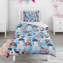German Shorthaired Pointer Dog and Flower Duvet Cover and Pillowcase Set for Single Bedding, Bedroom Accessories for Kids Teens