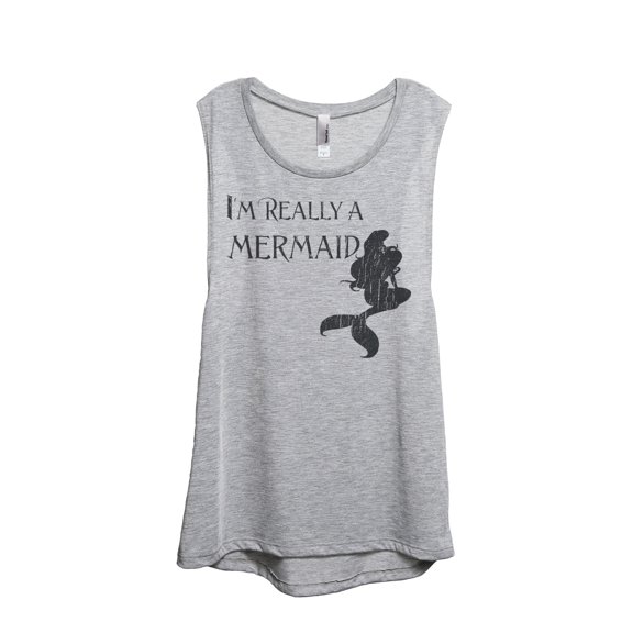 Thread Tank I'm Really A Mermaid Women's Sleeveless Muscle Tank Top Sport Grey Small