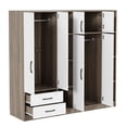 thumbnail image 5 of PAPROOS 6 Door Armoire Wardrobe Closet, 67'' Large Wardrobe Armoire with 2 Drawers & Shelves, Farmhouse Wooden Armoire Storage with Hanging Rod for Bedroom, White+Natural, 5 of 10