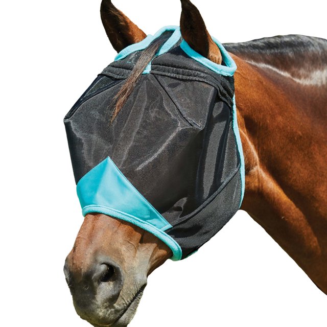 Weatherbeeta - Máscara Mosquera para Caballos de Red Fina Comfitec Deluxe (Negro, Turquesa)