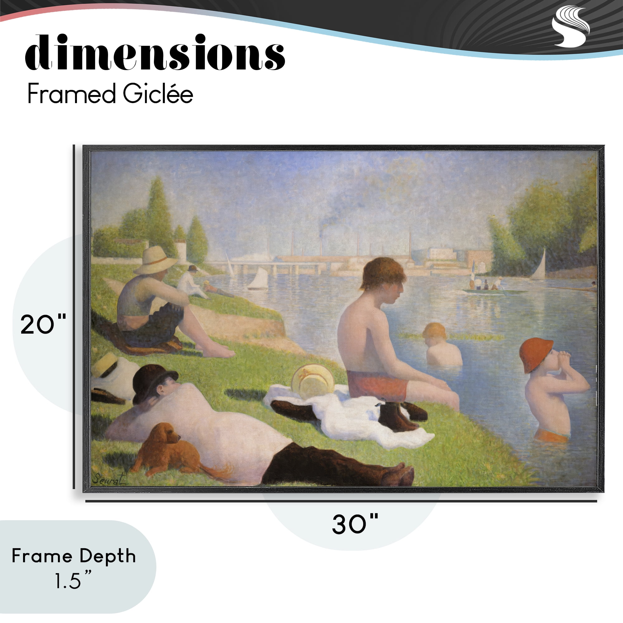 Stupell Industries Afternoon Bathers Georges Seurat Black Framed Giclee Art, design by Georges Seurat