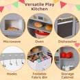 thumbnail image 3 of Pirecart Pretend Play Corner Kitchen Kids Kitchen Playset Wooden Pretend Kitchen Toys with Faucet, Sink, Microwave, Oven, Storage Cabinets and Sounds & Lights, Gray, 3 of 9