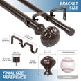 thumbnail image 2 of Urbanest Adjustable Double Curtain Rod Set Door Knob Manhattan Finials – 1″ Front & 3/4 Back Rod With Bronze Rod, 48–84 Inches, 2 of 6