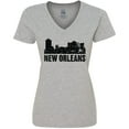 thumbnail image 3 of Inktastic New Orleans Skyline Grunge Women's V-Neck T-Shirt, 3 of 5