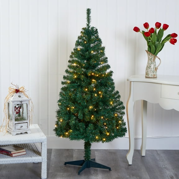 Nearly Natural 5' Green Northern Tip Pine Artificial Christmas Tree Prelit 150 Clear LED Lights