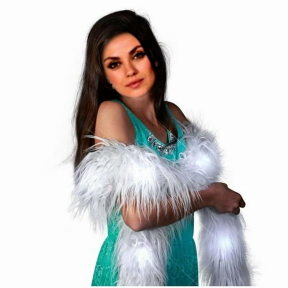 LED Faux Fur Boa, White