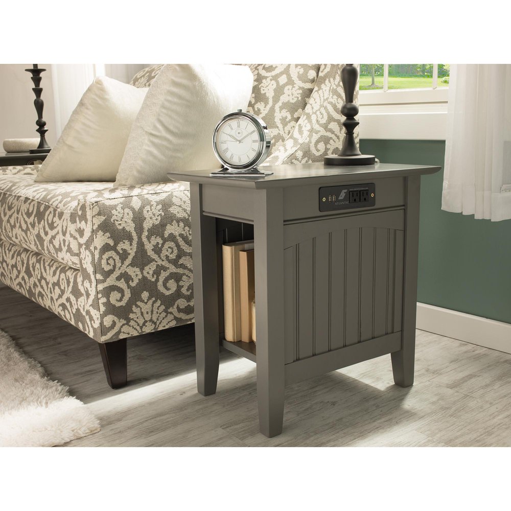 Nantucket Chair Side Table with Charging Station in Multiple Colors