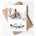 thumbnail image 1 of Bicycle Lady France Illustration Pattern Wedding Cards Congratulations Greeting Envelopes, 1 of 3