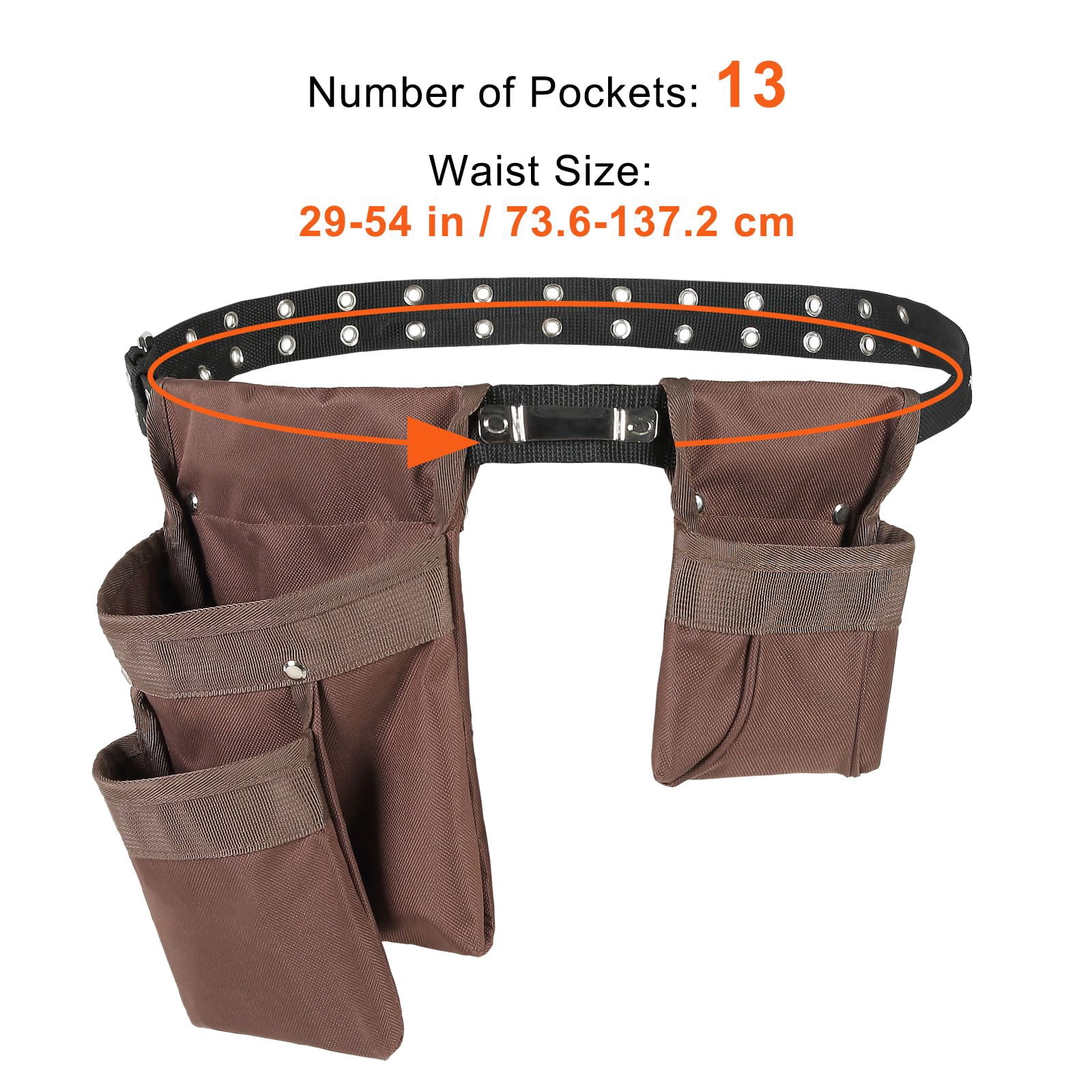 Polyester Tool Belt with Reinforced Stitching Rivets, Heavy Duty Adjustable Work Belt, Comfortable No-Itch Tool Pouch for DIY Construction Carpenter