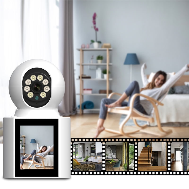 Two-Way Video Calling Camera with Screen, 2K Indoor Security for Baby and Elder, 2.4G WiFi Pet Monitor with Night Vision
