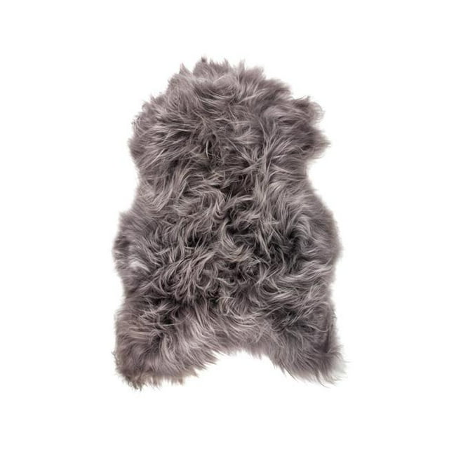 Natural 676685026606 2 x 3 ft. Icelandic Sheepskin Single Long-Haired Rug - Grey Brisa