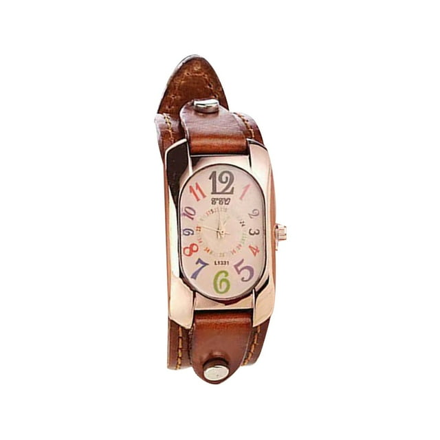HBFAGFB Montre pour Femme Quartz Bracelet en Cuir Rectangulaire Montre Numérique Colorée Robe Mignonne B