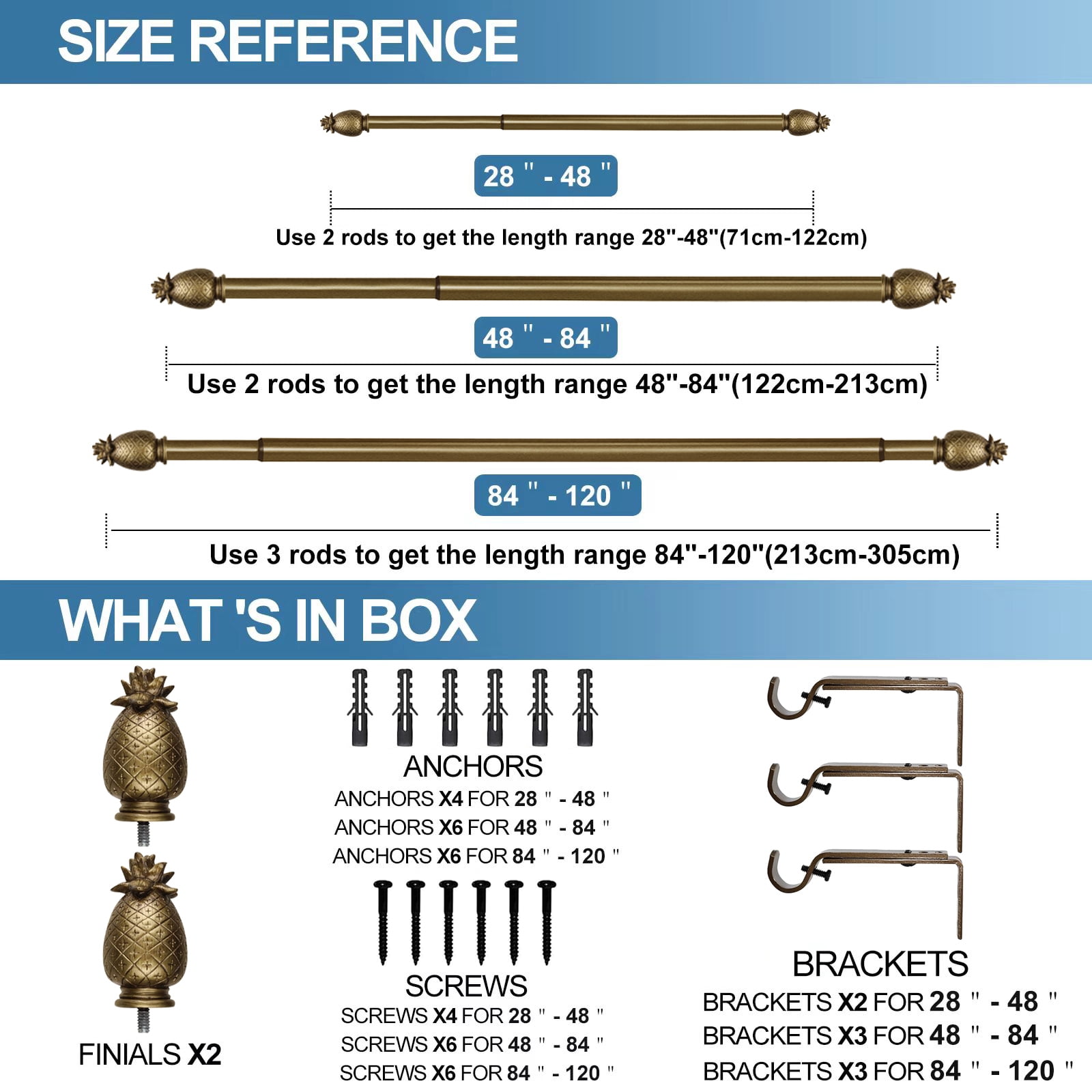 Urbanest Pineapple Single Curtain Rod and Hardware Set