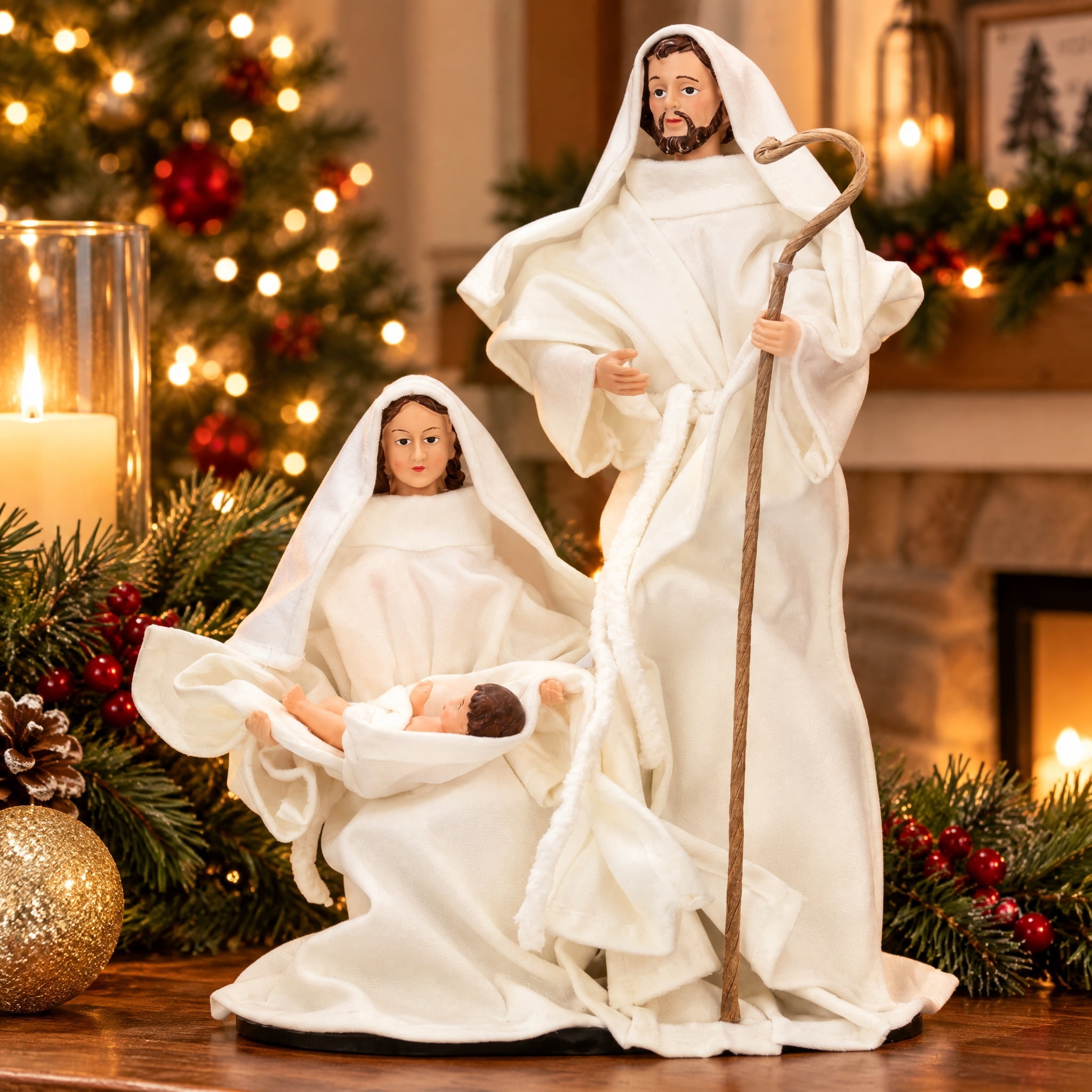 Multicolor Mary, Joseph, and Baby Jesus Christmas Decoration, 14", by Holiday Time