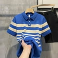 thumbnail image 5 of Men's Clothing Luxury Knitted Striped Polo Shirt Leisure Vintage Streetwear Button-down T-shirt for Men Breathable Knitwear, 5 of 5